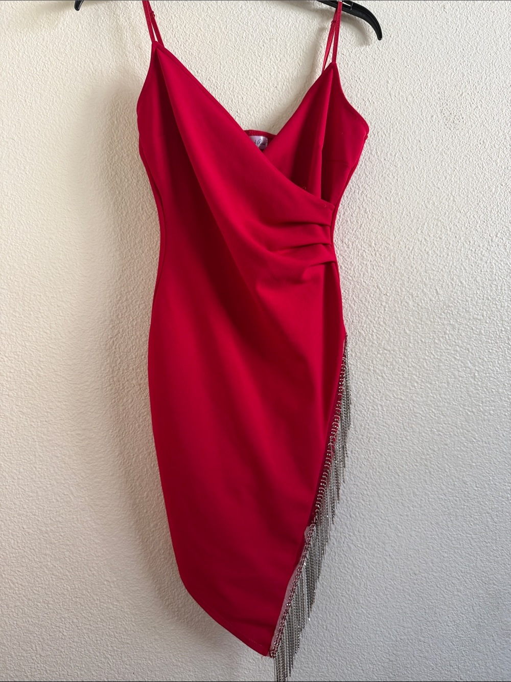 Honey and Rosie Fuchsia Slip Dress with Chain Fringe